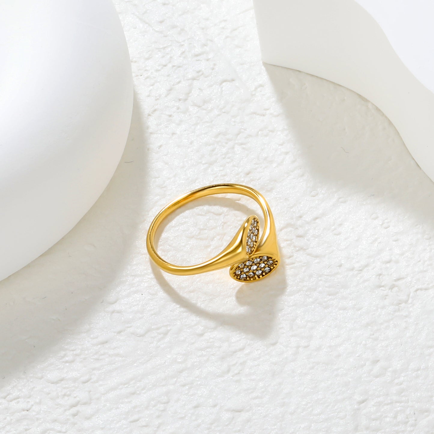 Double Oval Bypass Open Ring - 18k Gold