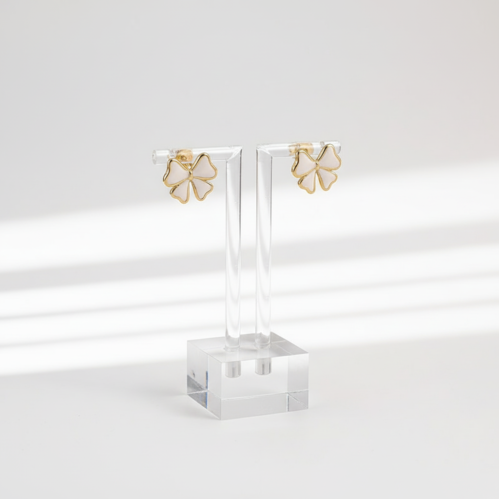 Clover Earrings on Display Stand