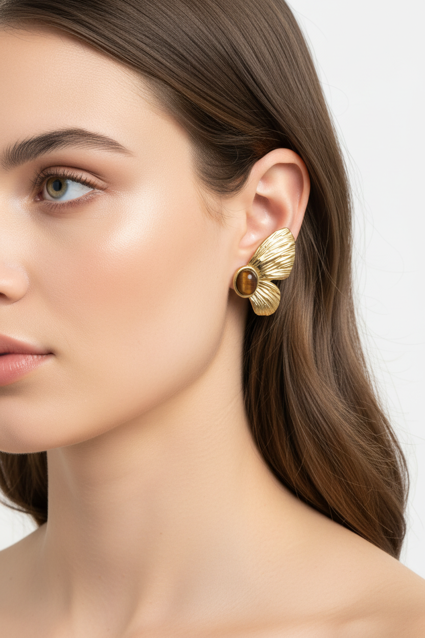 Monarch Butterfly Earrings - 18K Gold