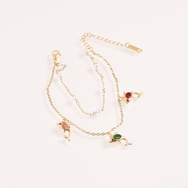 Dolphin Charm Bracelet - 18k Gold Plated