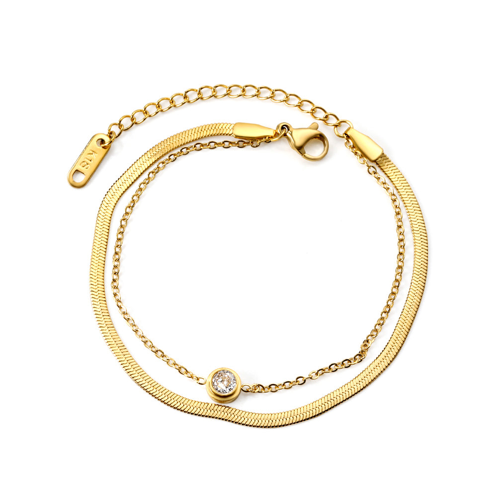 Double Layer Crystal Bracelet - 18k Gold