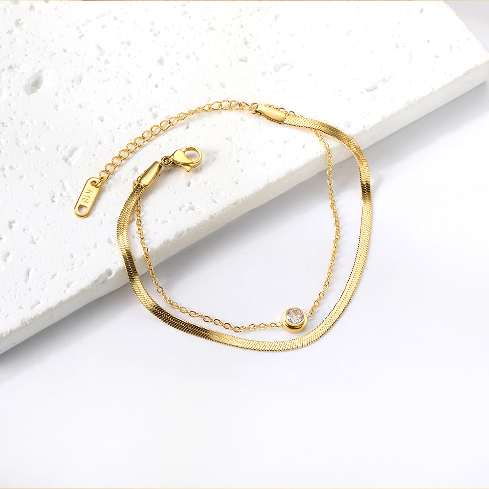 Double Layer Crystal Bracelet - 18k Gold
