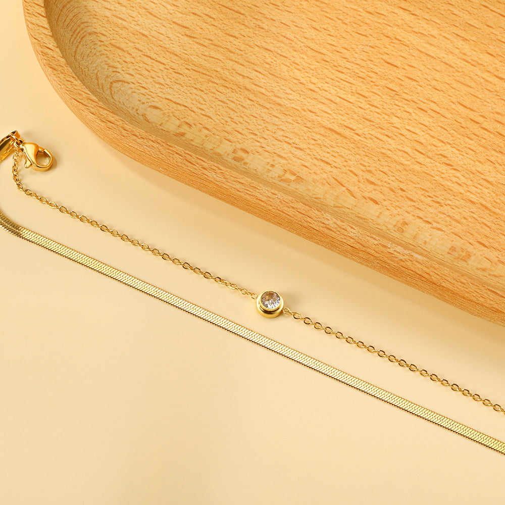 Double Layer Crystal Bracelet - 18k Gold