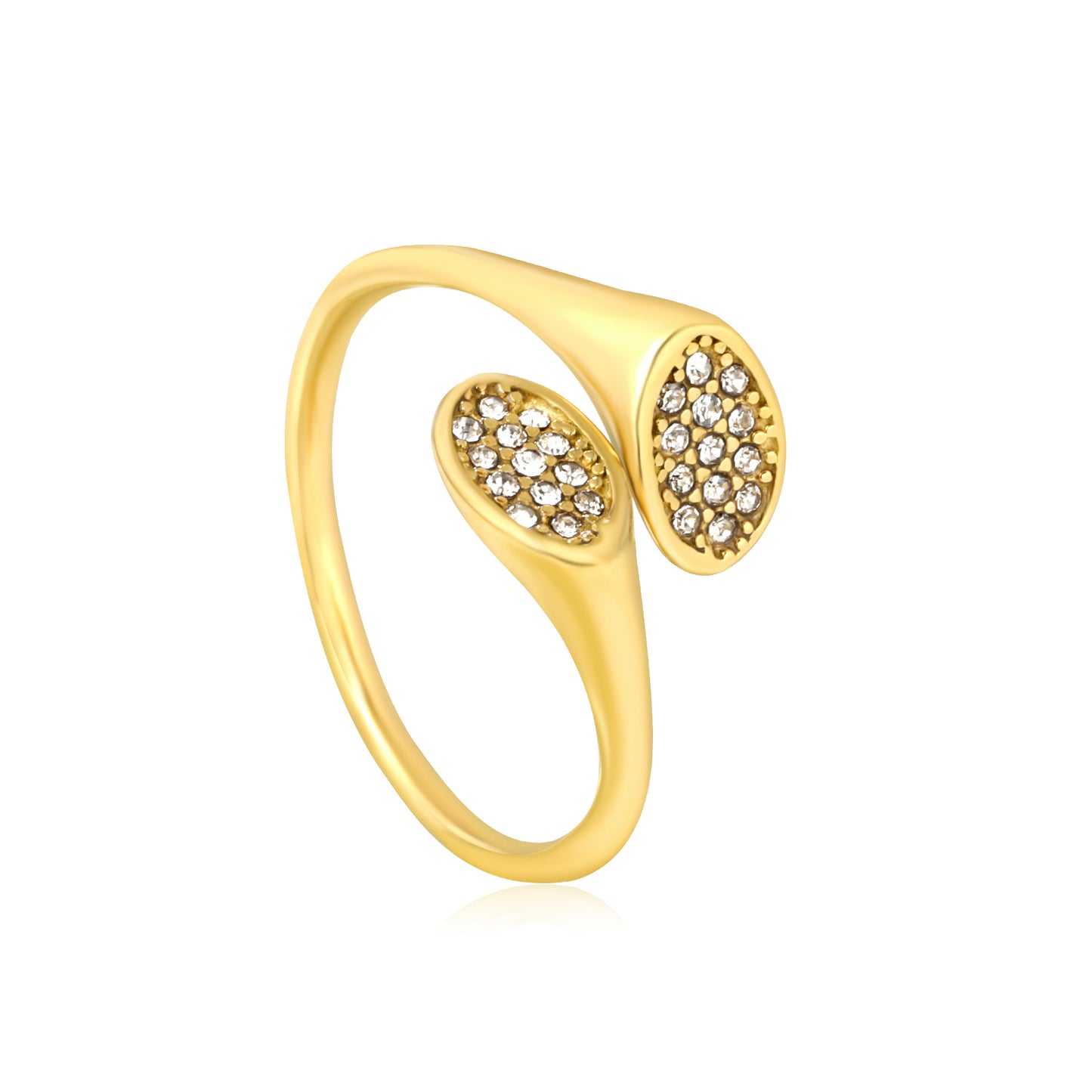 Double Oval Bypass Open Ring - 18k Gold