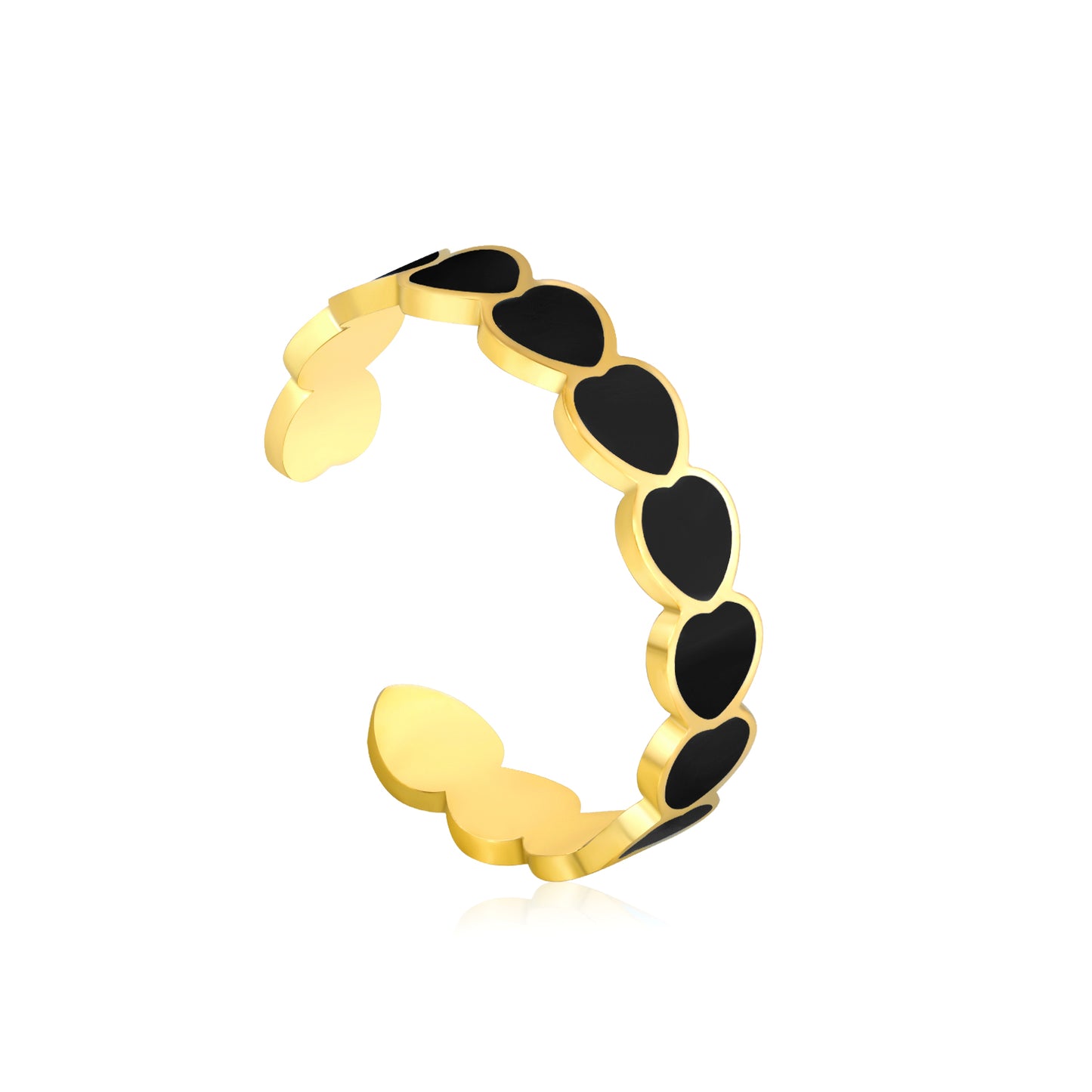 Enamel Heart Band Ring - 18k Gold Plated