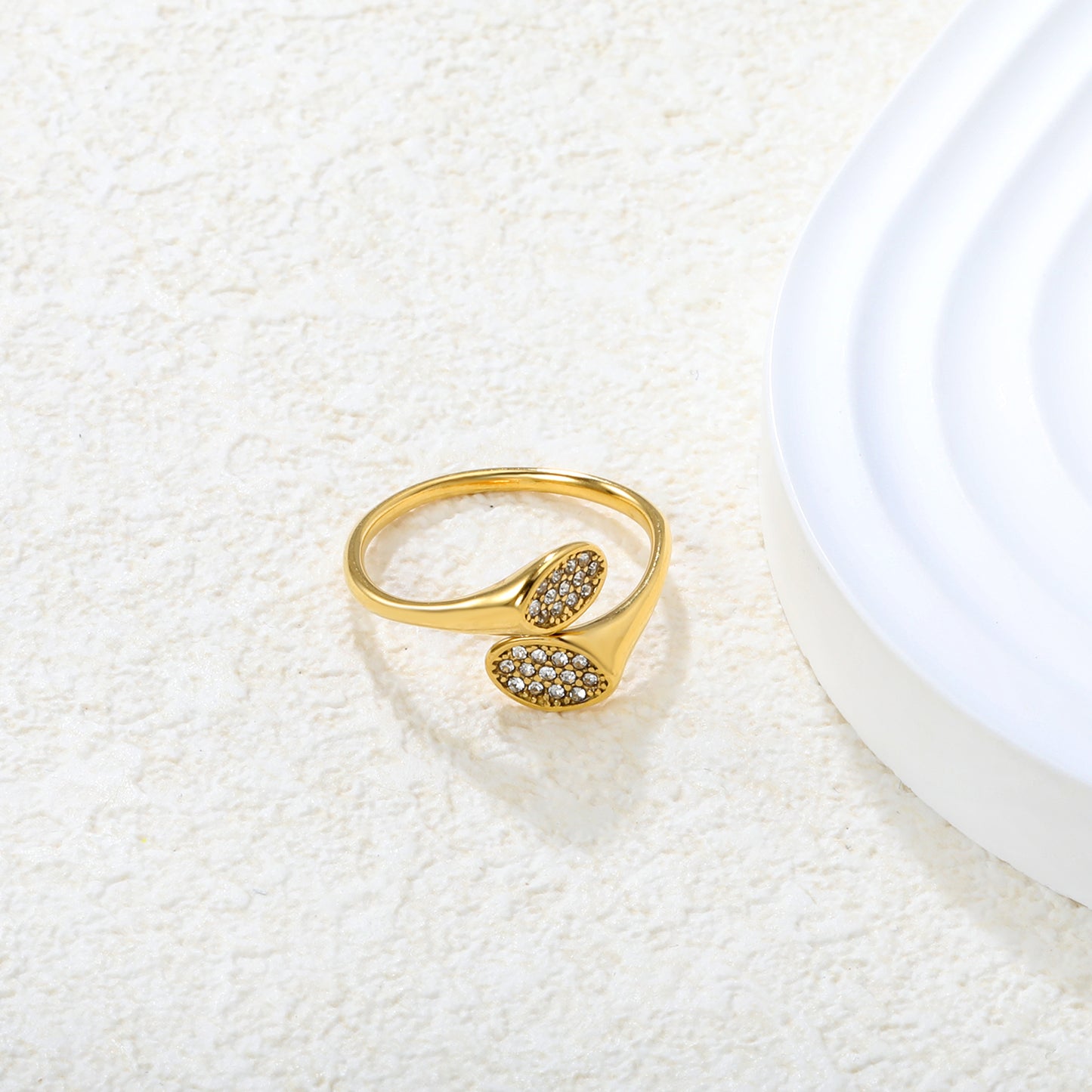 Double Oval Bypass Open Ring - 18k Gold