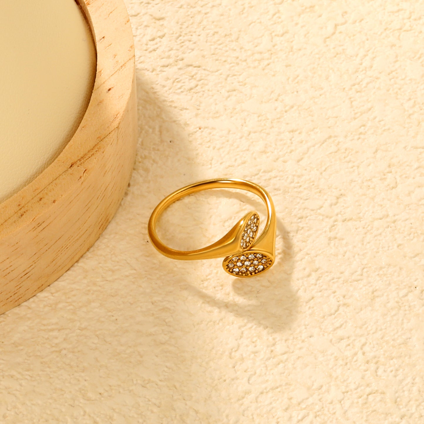 Double Oval Bypass Open Ring - 18k Gold