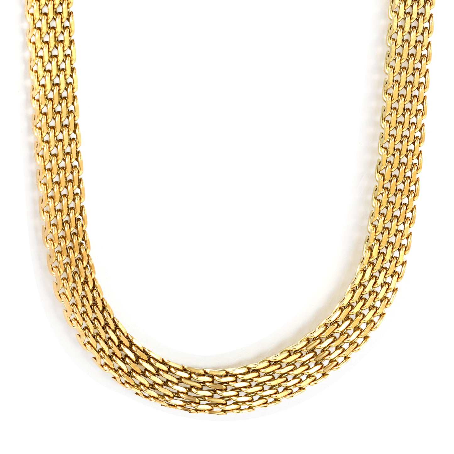 Wide Mesh Bismark Chain Necklace - 18k Gold Plated