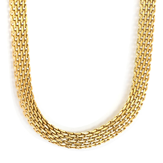 Wide Mesh Bismark Chain Necklace - 18k Gold Plated