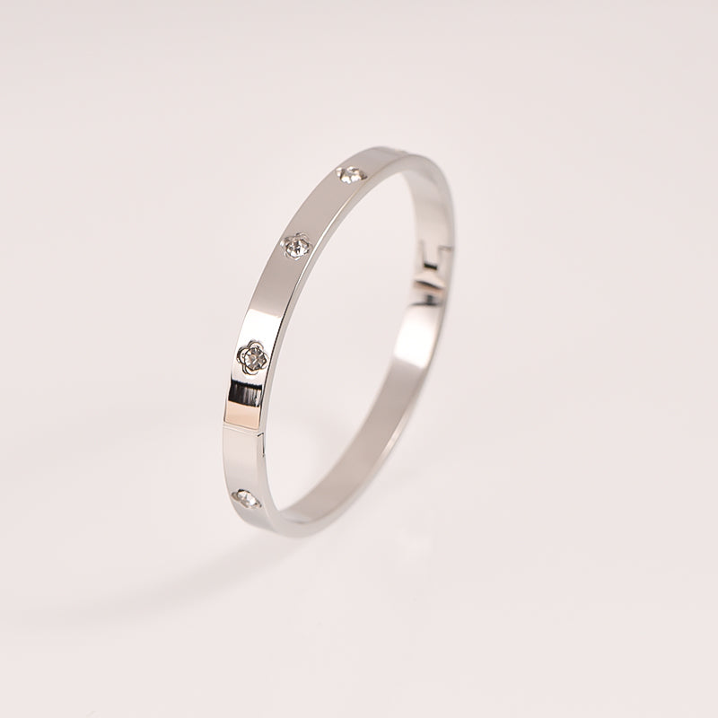 CZ-Studded Bangle - 18k Gold Plated