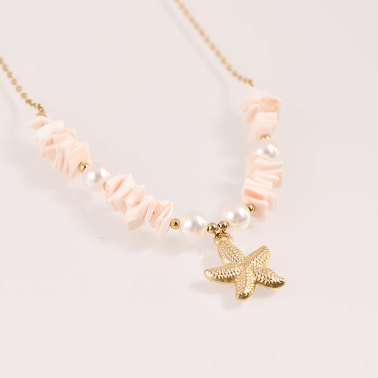 Starfish Pearl Necklace - 18k Gold Plated