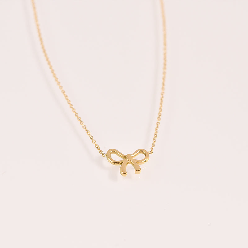 Delicate Bow Necklace - 18k Gold Plated
