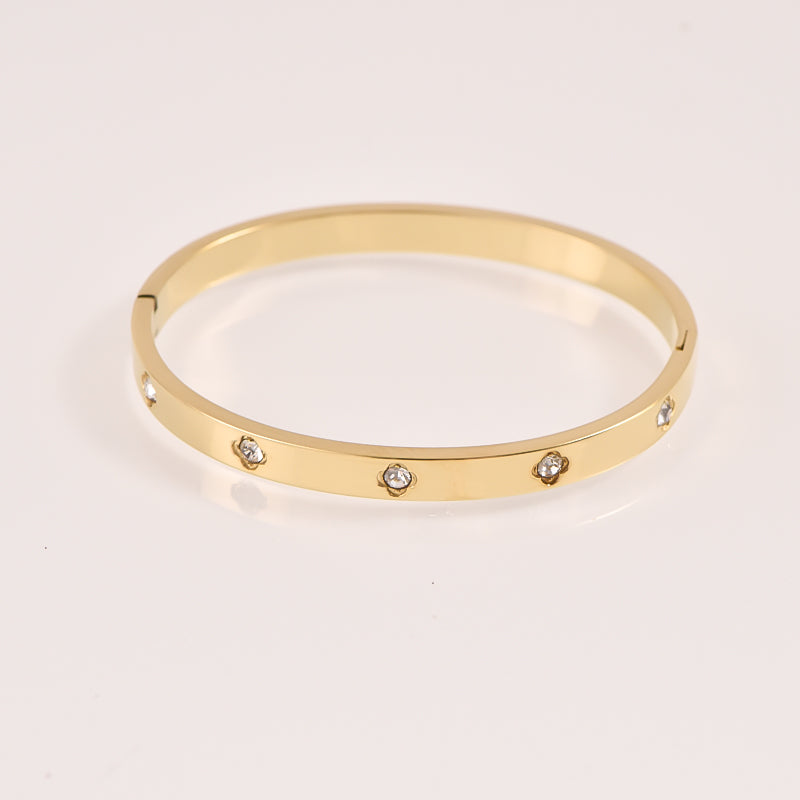 CZ-Studded Bangle - 18k Gold Plated