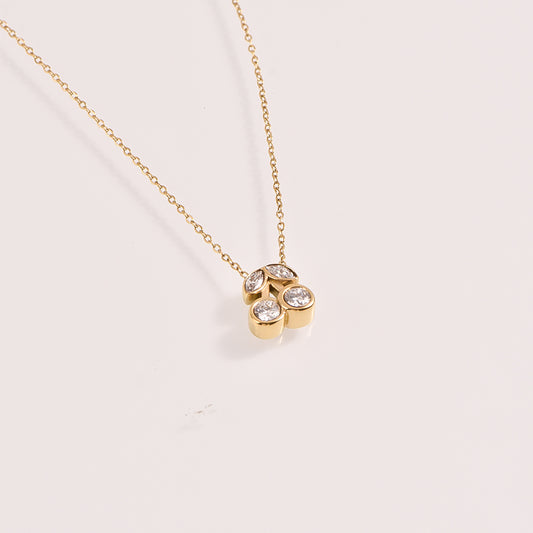 Cherry Crystal Pendant Necklace - 18k Gold Plated