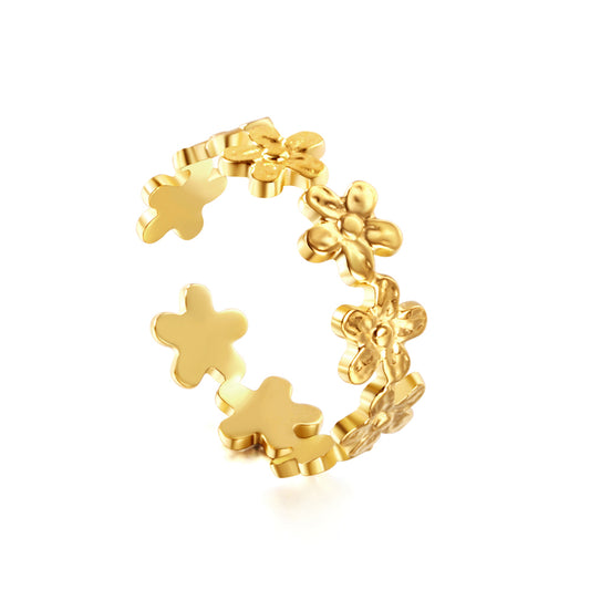 Daisy Flower Open Ring - 18k Gold