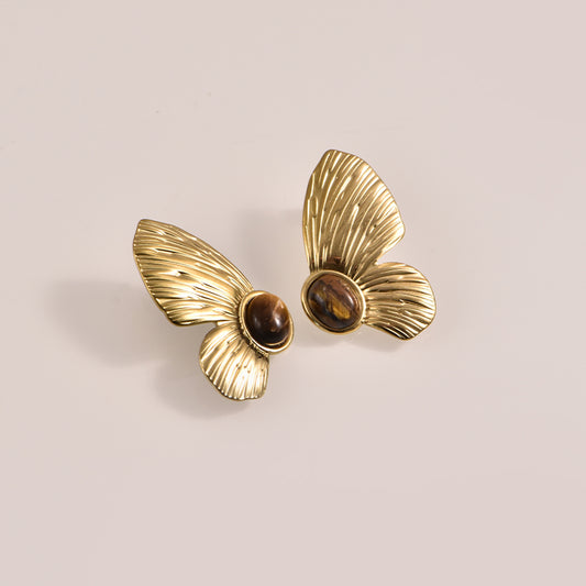 Monarch Butterfly Earrings - 18K Gold