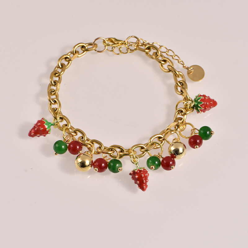Berry Bliss Charm Bracelet - 18K Gold