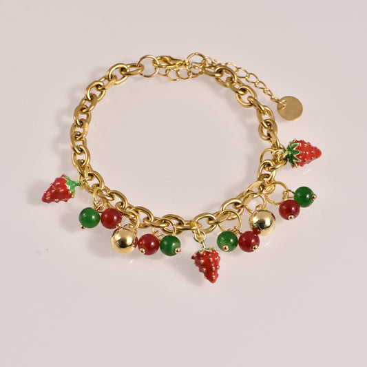 Berry Bliss Charm Bracelet - 18K Gold