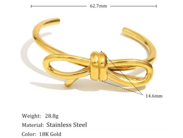 Ribbon Cuff - 18k Gold Plated
