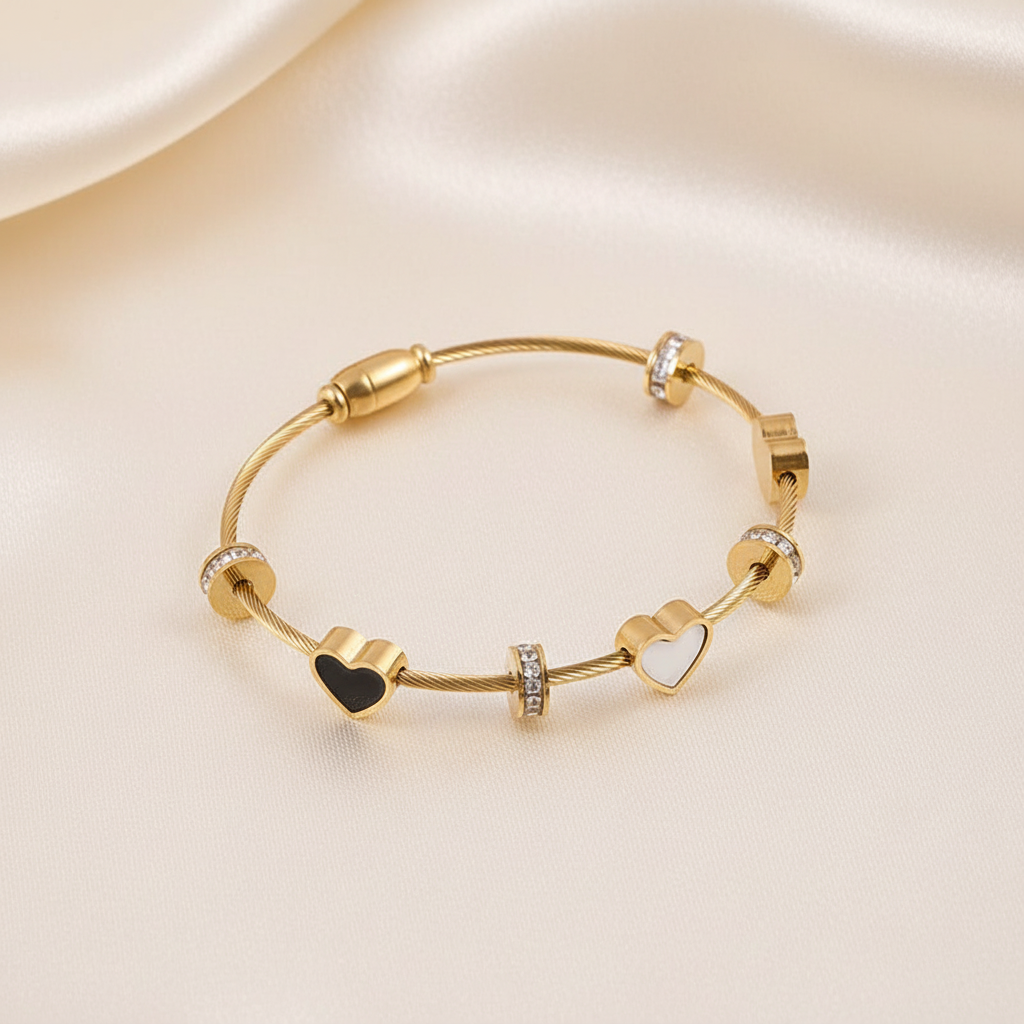 Bangle on cream silk