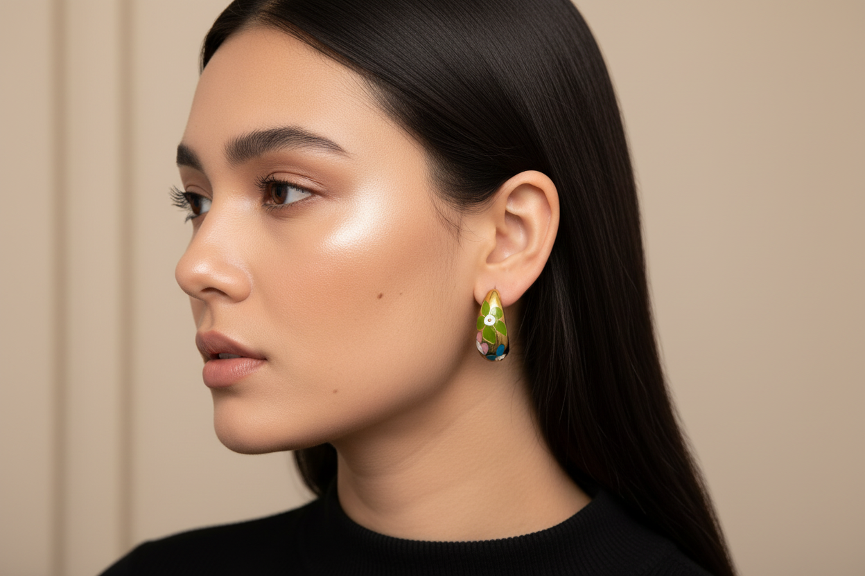 Close-up on model's ear