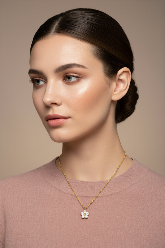 Crystal Flower Necklace - Polished Modest Outfit