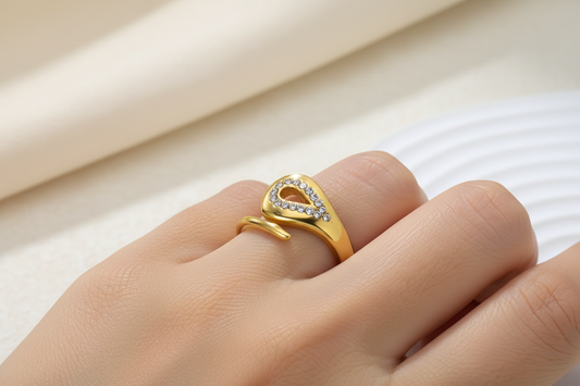 Crystal Teardrop Ring on Model