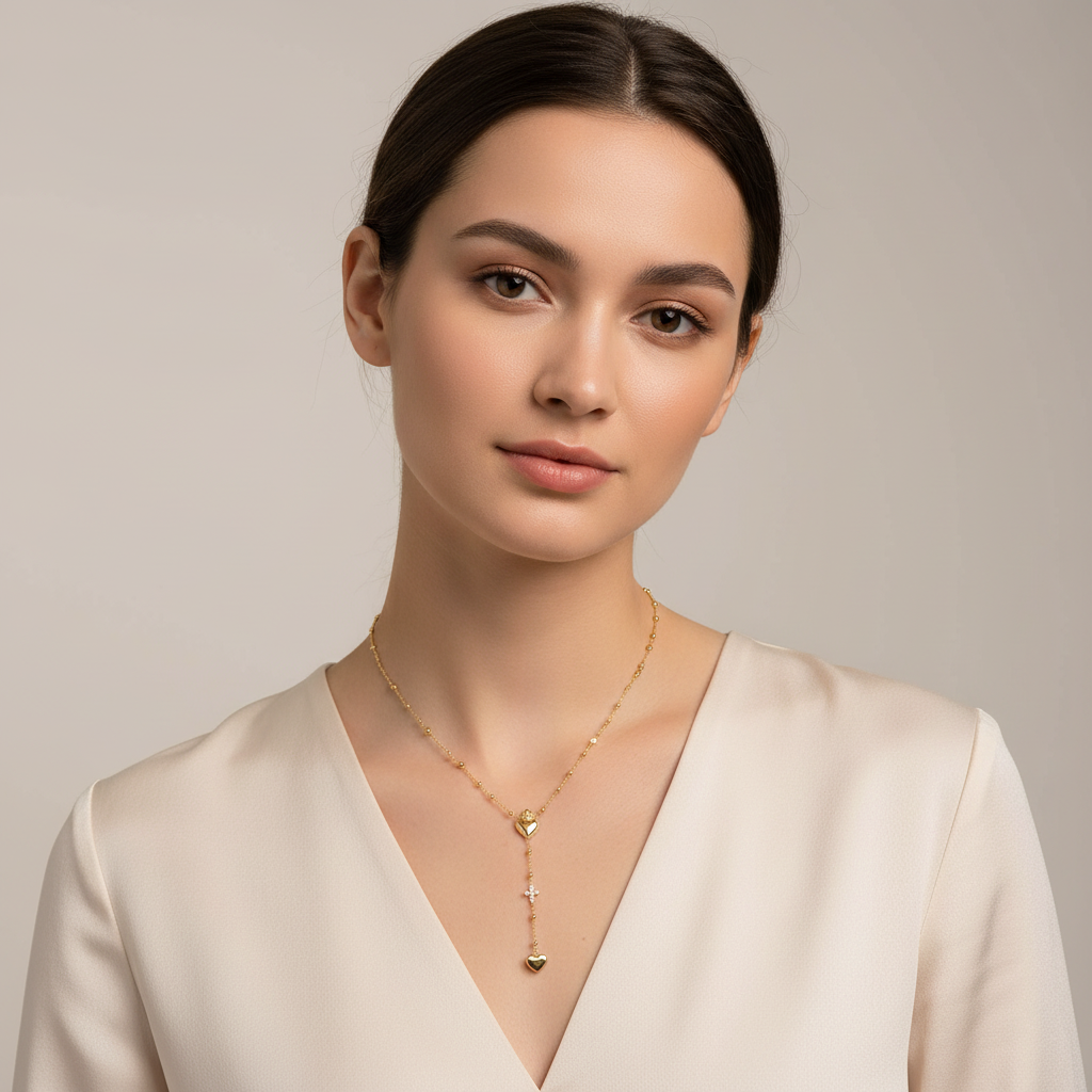 Full view with correct 42+5cm chain and 7.8cm drop