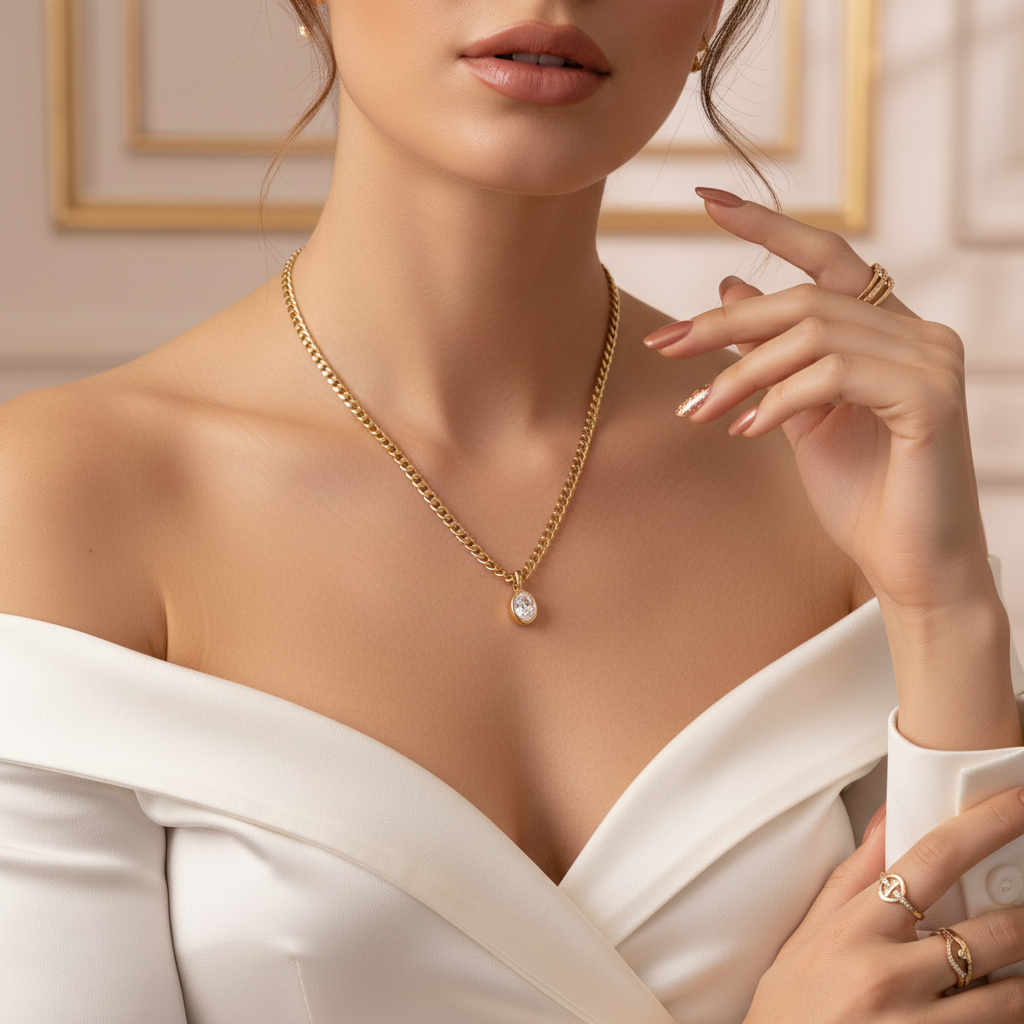 Glamorous Style - Elegant Dress with Nude/Rose Gold Nails