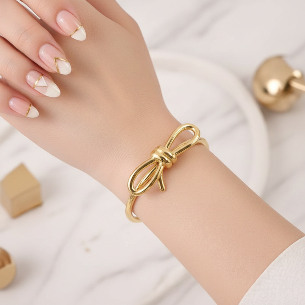 Gold Bow Cuff Bangle - Exact Design