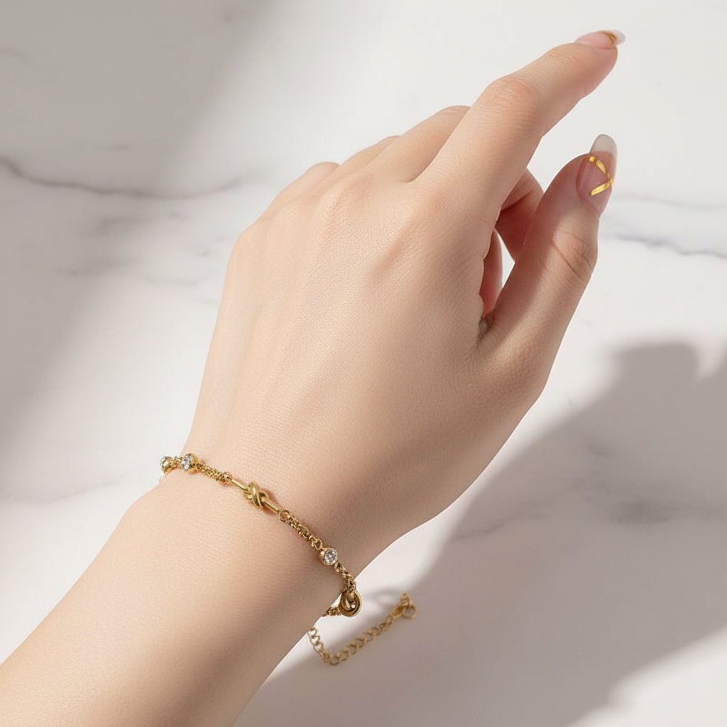 Gold Knot Chain Bracelet - 18k Gold Plated