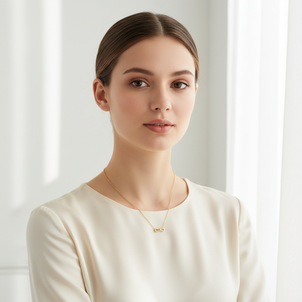 Crystal Bow Pendant Necklace - 18k Gold Plated