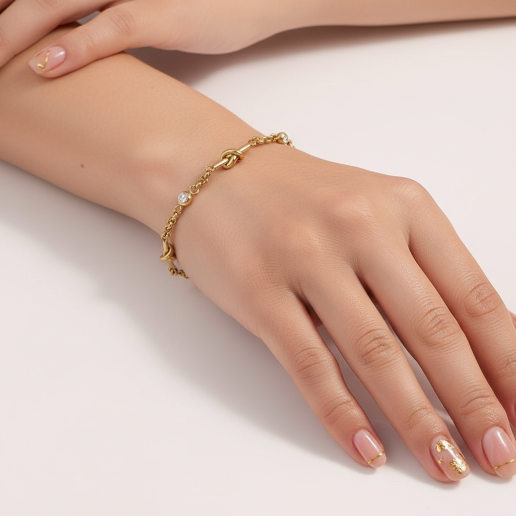 Gold Knot Chain Bracelet - 18k Gold Plated