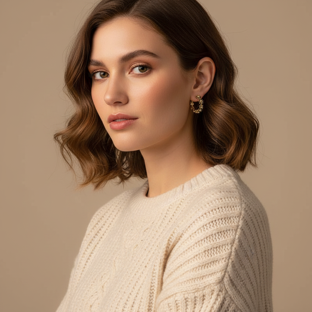 Gold and Black Flower Hoop Earrings - 18k Gold Plated