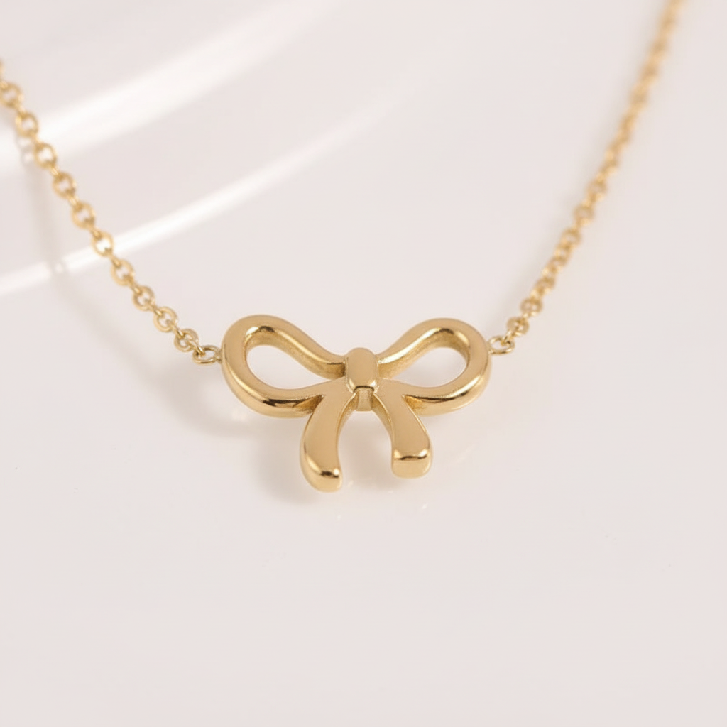 Delicate Bow Necklace - 18k Gold Plated