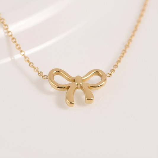 Delicate Bow Necklace - 18k Gold Plated