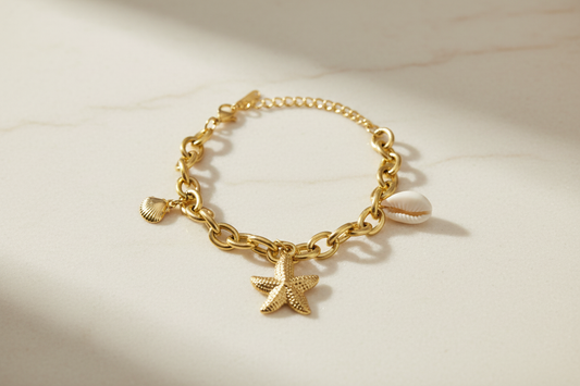 Ocean charm bracelet with clean background